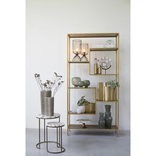 Light en Living Ornament op voet GOUYA 35x12x50 cm - Wit Agaat en Antiek Brons