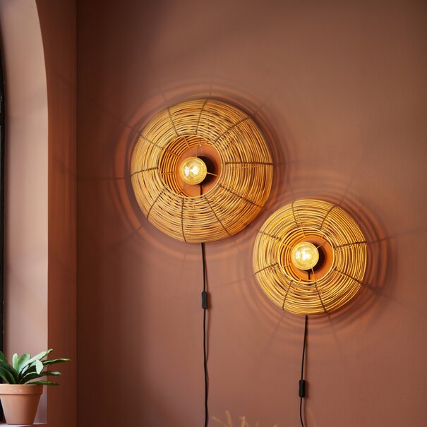 Light en Living WandlamWandlamp Ø50x20 cm MILAN rotan  naturelp Ø40x15 cm MILAN rotan  naturel - Copy