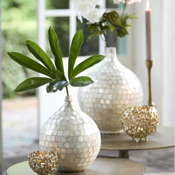 Light & Living Vaas deco Ø28x35 cm ELORZA bamboe crème
