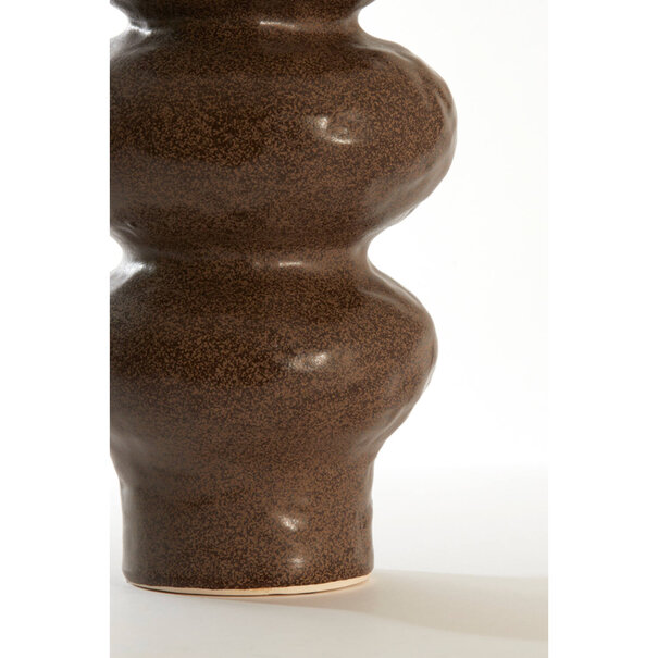 Light & Living Vaas deco Ø15,5x37,5 cm ROGANO keramiek donker bruin