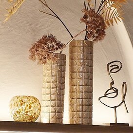 Vaas / windlicht Ø17x15 cm LOUKA glas geel