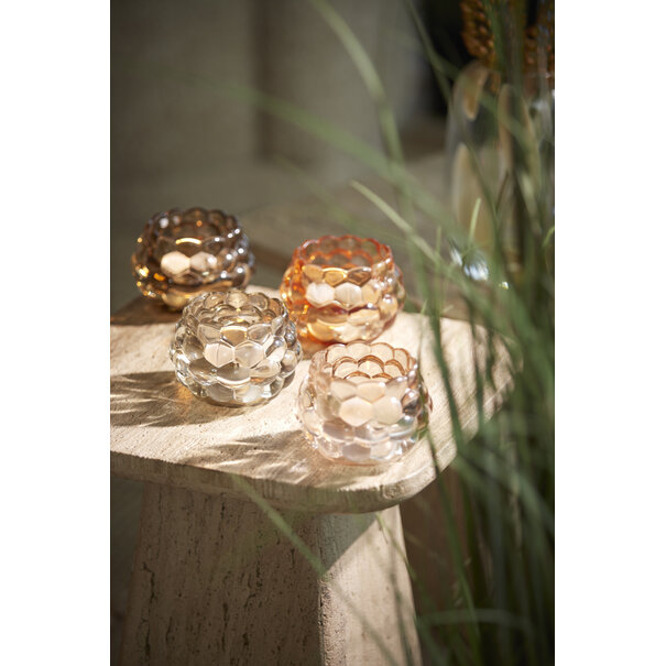 Light en Living Theelicht Ø12,5x8,5 cm HAVANA glas grijs