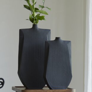 Vaas deco 21x7,5x41 cm MAKAHA mat zwart