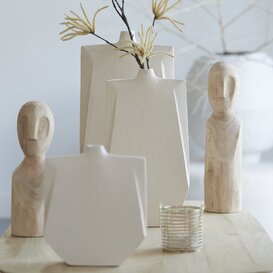 Vaas deco 21x7,5x41 cm MAKAHA crème