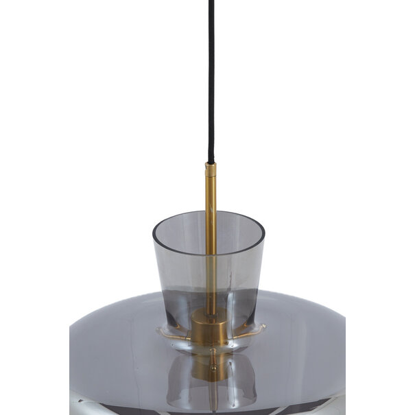 Light en Living Hanglamp Ø25x31 cm MYLES smoke glas+antiek brons