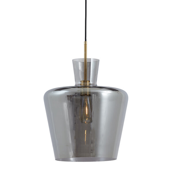 Light en Living Hanglamp Ø35x43 cm MYLES smoke glas+antiek brons