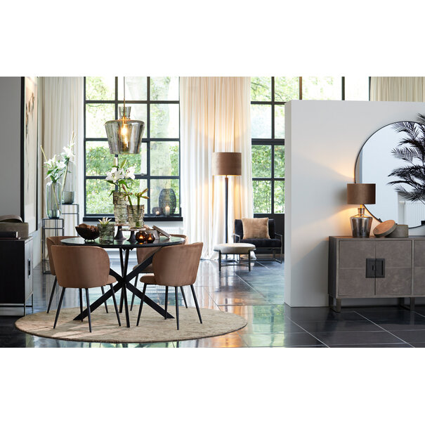 Light en Living Hanglamp Ø35x43 cm MYLES smoke glas+antiek brons