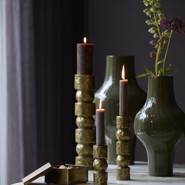 Light en Living Vaas deco Ø27x49 cm SINDO glanzend donker olijf groen+zwart