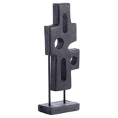 Ornament op voet 19x9,5x45 cm SALIO hout mat zwart