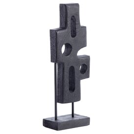 Ornament op voet 19x9,5x45 cm SALIO hout mat zwart