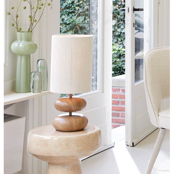 Light en Living Tafellamp Ø22x50,5 cm DANIALO hout print naturel+touw crème