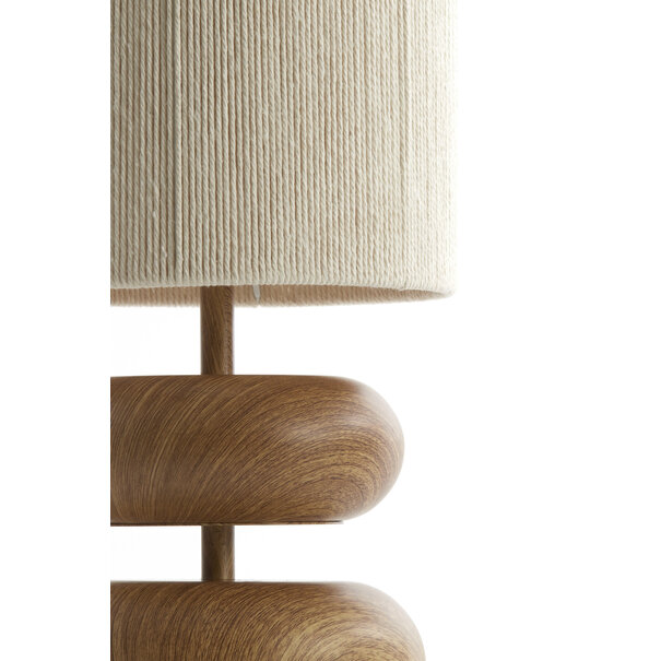 Light & Living Tafellamp Ø22x50,5 cm DANIALO hout print naturel+touw crème