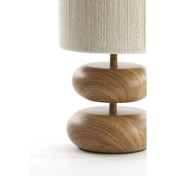 Light en Living Tafellamp Ø22x50,5 cm DANIALO hout print naturel+touw crème