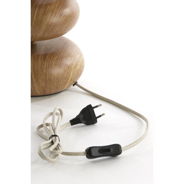 Light en Living Tafellamp Ø22x50,5 cm DANIALO hout print naturel+touw crème