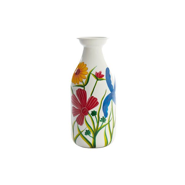 Light en Living Vaas deco Ø15x36 cm EKIMULI  wit+bloemen
