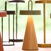 Tafellamp LED Ø13x28,5 cm ANKENTA olijf groen+hout naturel