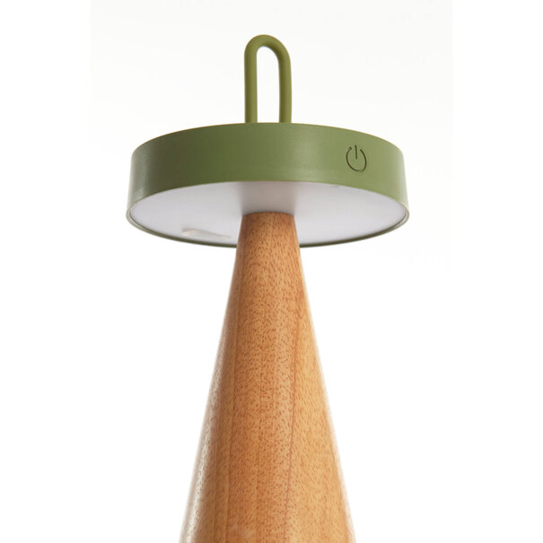 Light en Living Tafellamp LED Ø13x28,5 cm ANKENTA olijf groen+hout naturel
