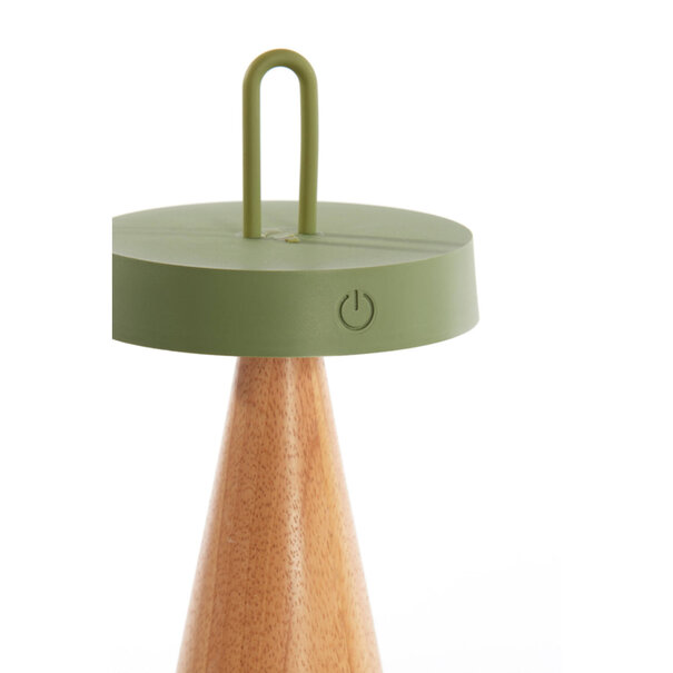 Light en Living Tafellamp LED Ø13x28,5 cm ANKENTA olijf groen+hout naturel