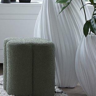 Poef 38x38x45 cm NALANI bouclé donker groen