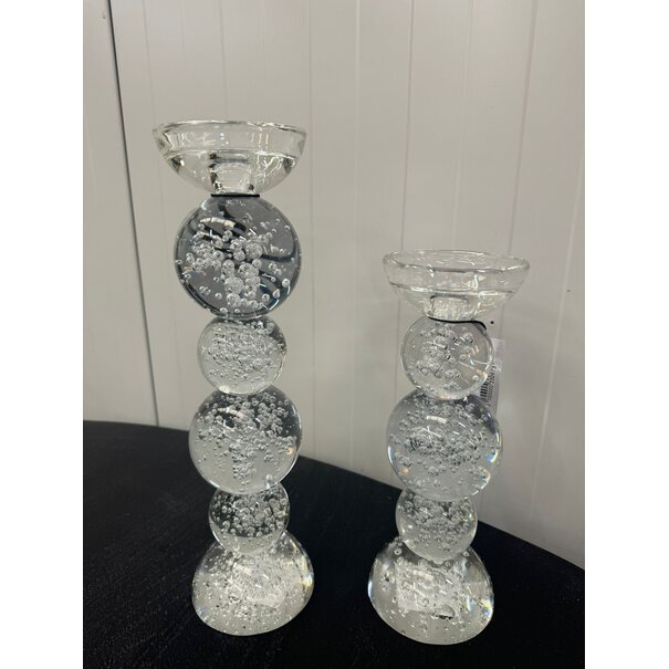 Light en Living Light & Living Kaarsenhouder ITINGA - Glas met Bubbelmotief - Helder - Ø10x26,5 cm