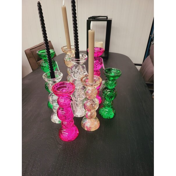 Light en Living Kaarsenhouder Ø9,5x34 cm ITINGA glas bubbel groen