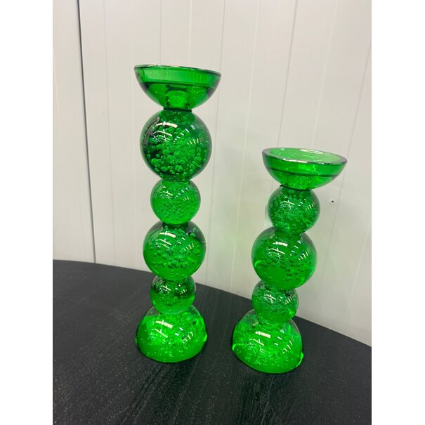 Light en Living Kaarsenhouder Ø9,5x34 cm ITINGA glas bubbel groen