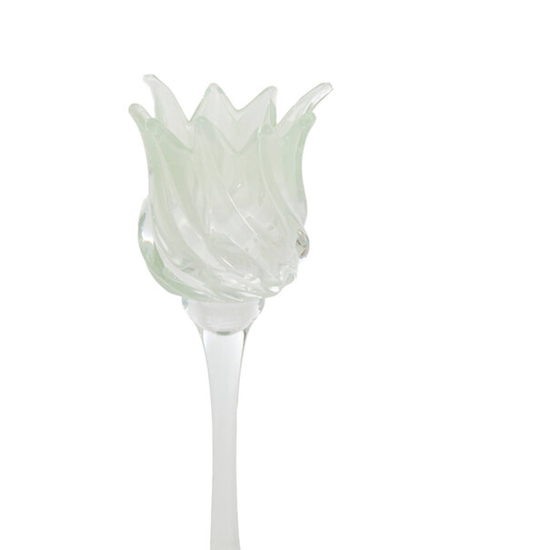 Light & Living Theelicht op voet Ø9,5x24 cm FLORA glas helder+mt mint groen