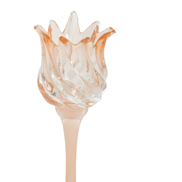 Light en Living Theelicht op voet Ø9,5x24 cm FLORA glas mat perzik+perzik