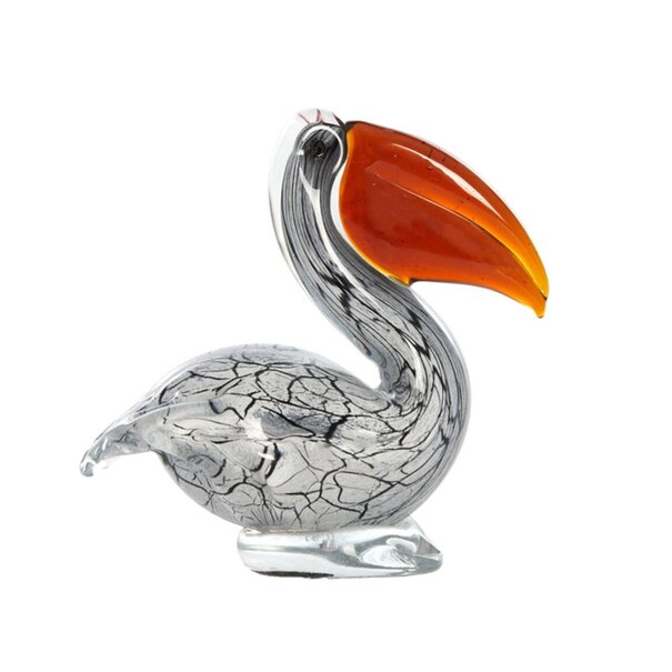 Light en Living Ornament 14,5x8x15,5 cm PELICAN glas wit+zwart marmer print