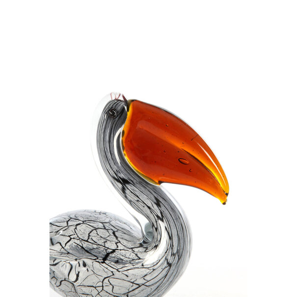 Light en Living Ornament 14,5x8x15,5 cm PELICAN glas wit+zwart marmer print