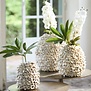 Vaas deco Ø20x21 cm UBATE bamboe+schelp crème+bruin