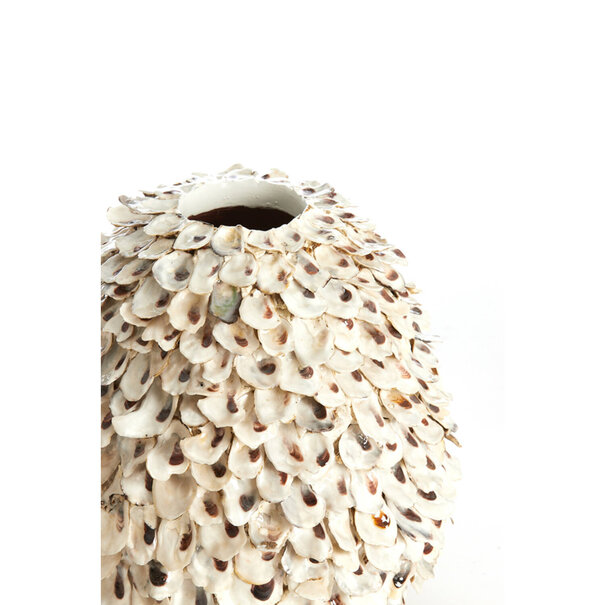 Light en Living Vaas deco Ø26x27 cm UBATE bamboe+schelp crème+bruin