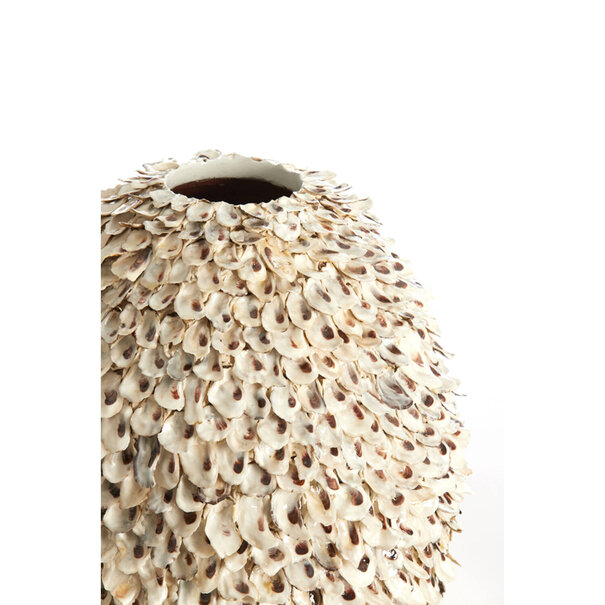Light en Living Vaas deco Ø33x35 cm UBATE bamboe+schelp crème+bruin