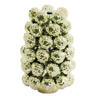Vaas deco Ø16x24,5 cm BUTANG keramiek metallic licht groen