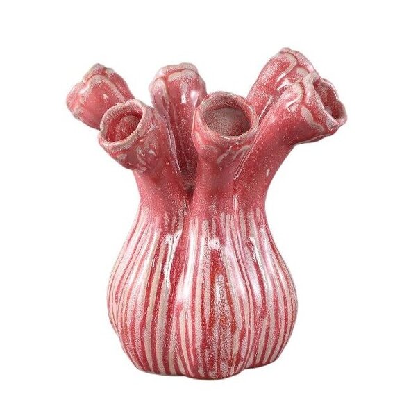 PTMD Vaas Annmarie Light Pink ceramic flower shape tubes L