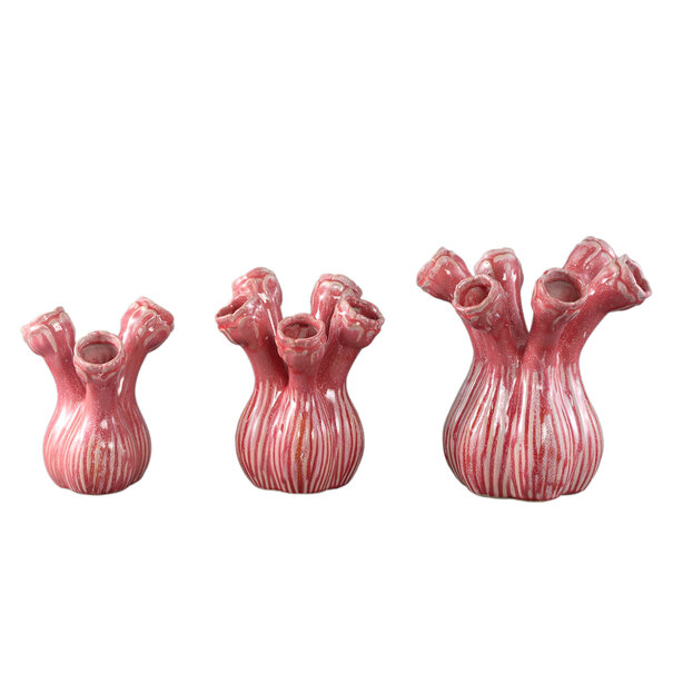 PTMD Vaas Annmarie Light Pink ceramic flower shape tubes L