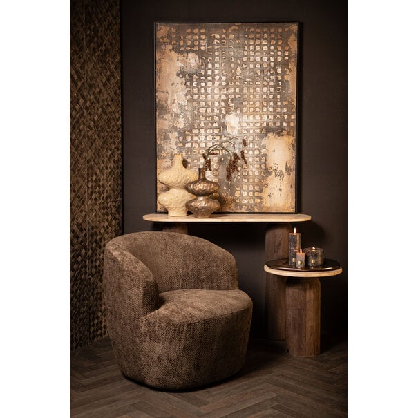 PTMD Schilderij Pathe Brown canvas rough pattern rechthoek