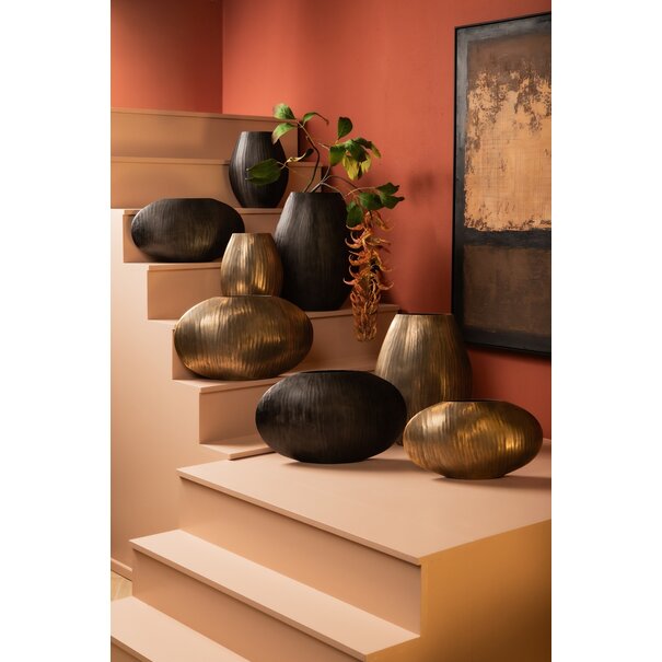 PTMD Pot Jowad Antique Gold alu sheet pot rib hoog ovaal  S