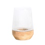 Windlicht Ø18X26 Cm MINAS glas Rib helder+hout Natural