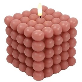 LED Kaars Lyon bolletjes roze L
