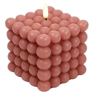 LED Kaars Lyon bolletjes roze L