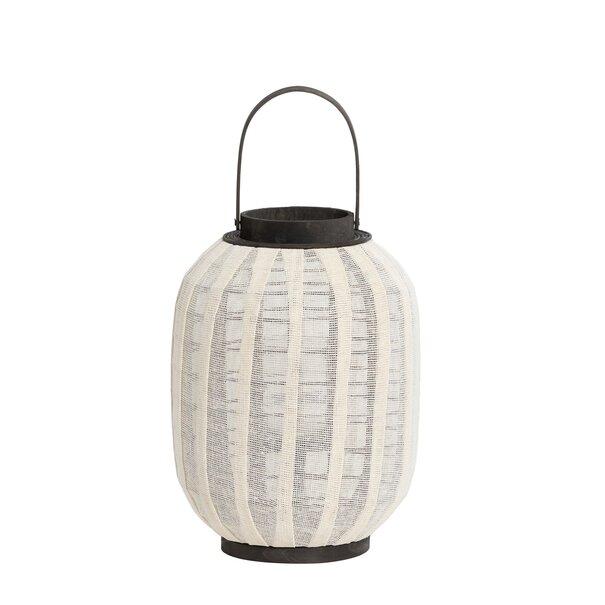 Light en Living Windlicht Ø26X36 DEZULO Linnen Naturel+zwart hout