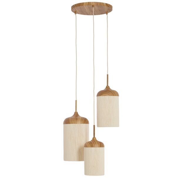 Light en Living Hanglamp 3L Ø35x32 cm DANIALO hout print naturel+touw crème