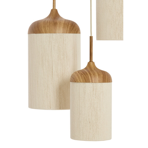 Light en Living Hanglamp 3L Ø35x32 cm DANIALO hout print naturel+touw crème