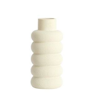 Vaas deco Ø16X29,5 cm TRIORA keramiek mat crème