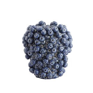 Vaas deco Ø20X22,5 cm BERRIES keramiek donkerblauw