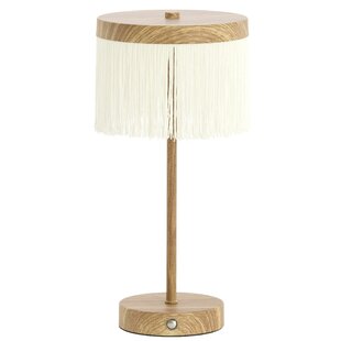 Tafellamp LED Ø17x35 cm DINY hout print+crème