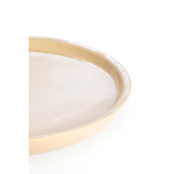 Light en Living Schaal ADA Ø42x5 cm – Glanzend Zandkleurig Keramiek | Light & Living