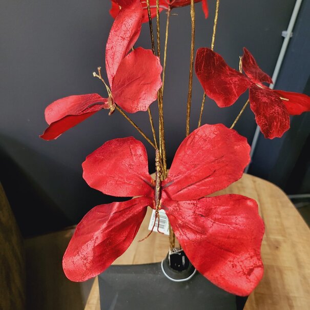 Countryfield Kunstdeco Vlinder Lush rood Set van 3 takken met 3 vlinders per tak