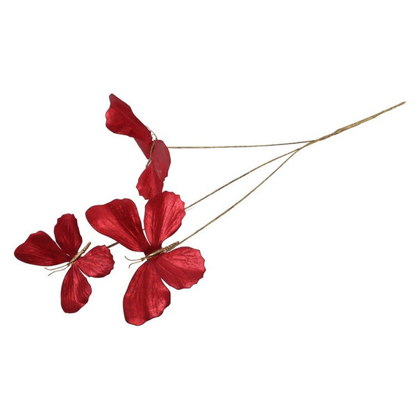Countryfield Kunstdeco Vlinder Lush rood Set van 3 takken met 3 vlinders per tak